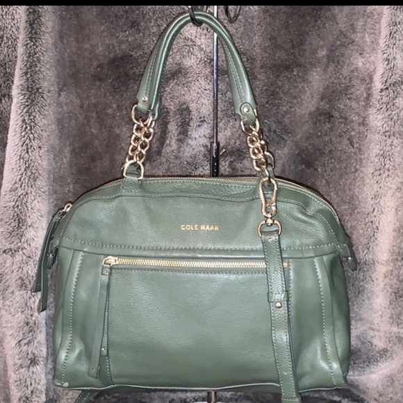Cole Haan Handbags - Cole Haan Green Leather Satchel with Gold Hardware